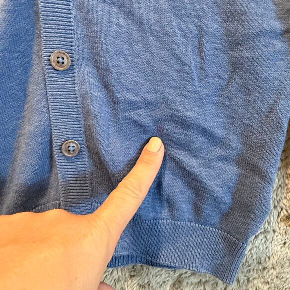 H&M Blue Cardigan Sweater Button Down Elbow Patches Boys 4T 5T 4 5 6 - Picture 5 of 7